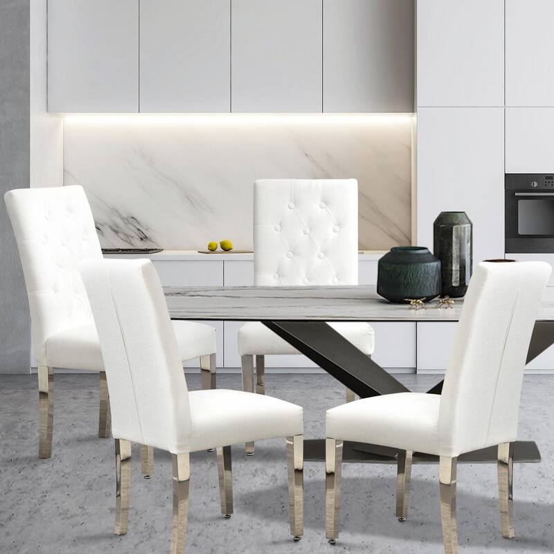 Luxury Chenille Dining Chairs - Ergonomic Design, Set of 2