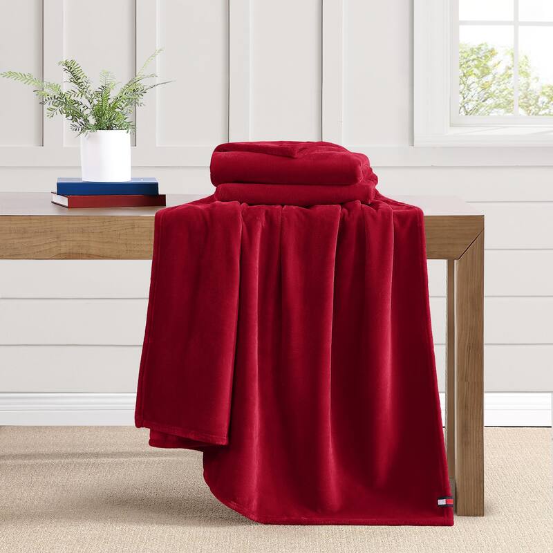 Tommy Hilfiger Solid Ultra Soft Plush Reversible Blanket
