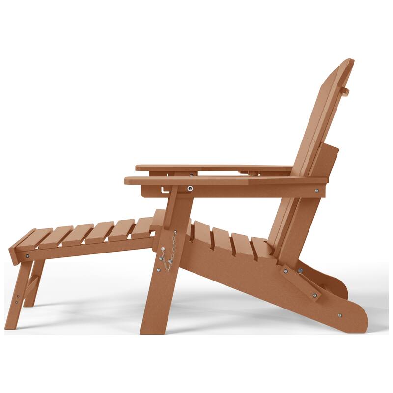 Laguna Outdoor Folding Adjustable Adirondack Chair with Cup Holder & Hideaway Ottoman