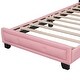 preview thumbnail 28 of 26, Cute Pine Wood Upholstered Platform Bed, Cartoon Ears Headboard, Sturdy Construction