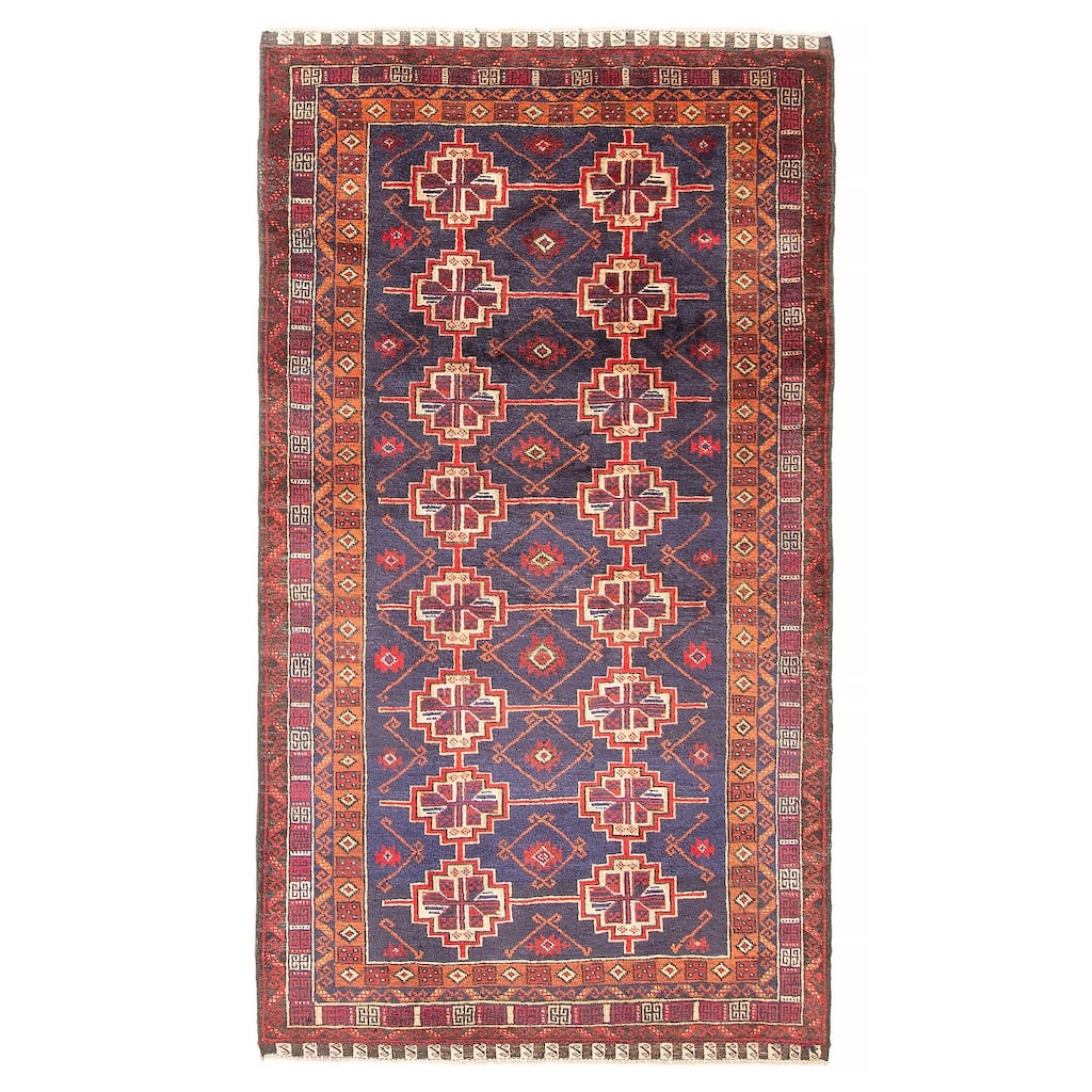 ECARPETGALLERY Hand-knotted Teimani Navy Wool Rug - 3'5 x 6'0