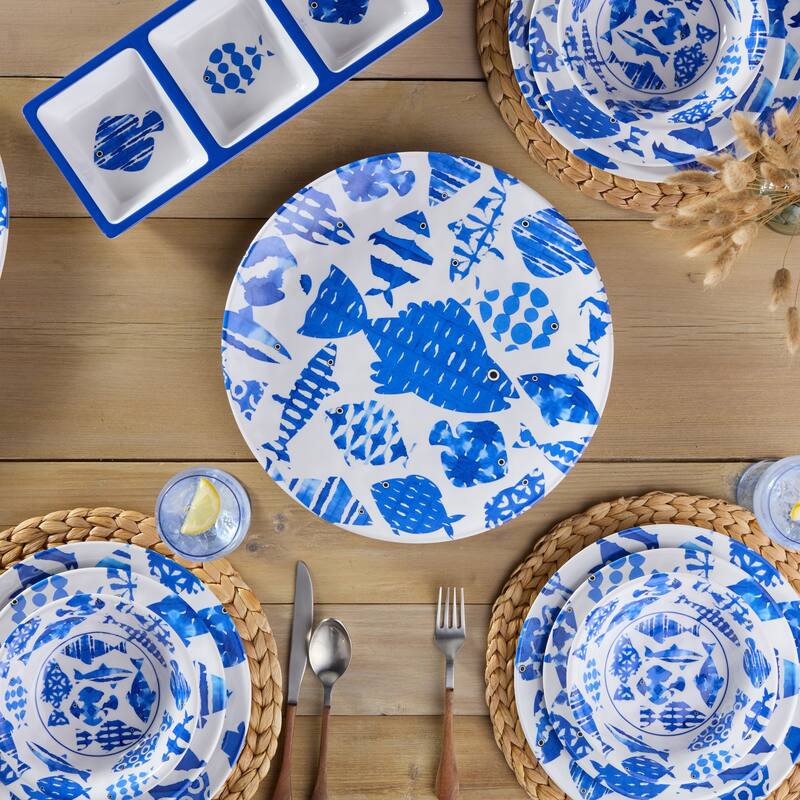 Certified International Fish Tale Melamine 2 Piece Platter Set - 18.00"L x 13.5.00"W x 0.75"H