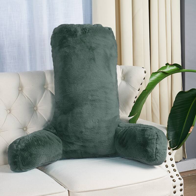 Home Soft Things FoxFauxFur Bedrest - 28" x 30" x17" - Gunmetal