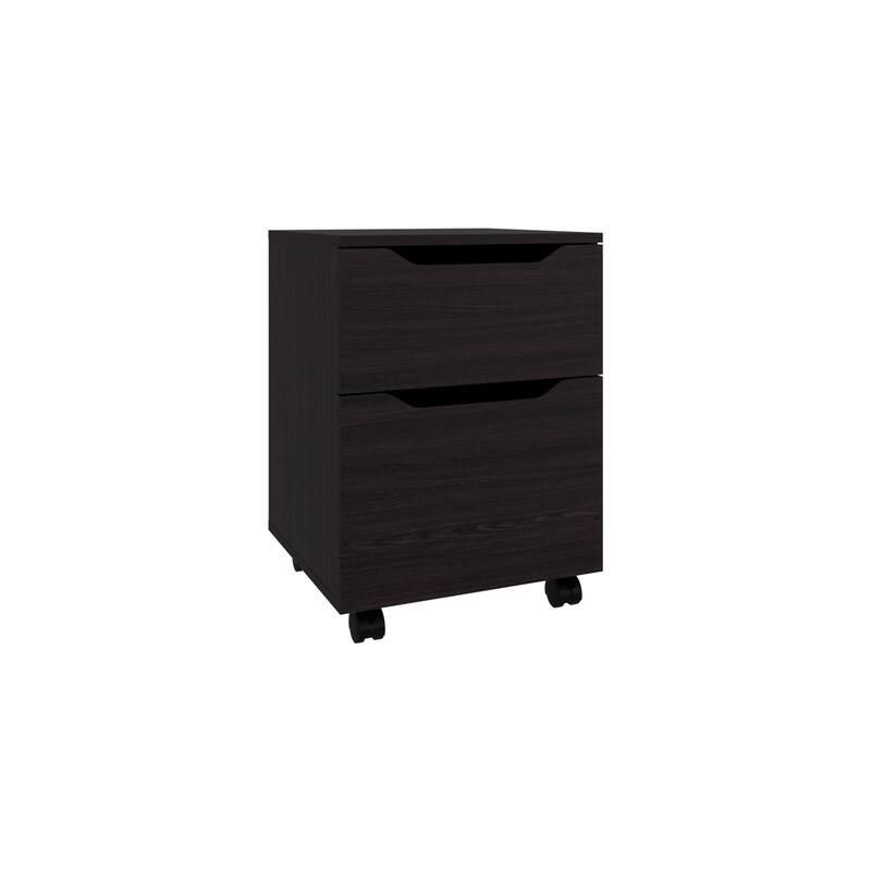 Compact Open Shelves Nightstand with One Door, Black Finish for Bedroom Storage