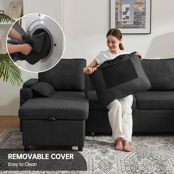 80 L Shaped Sofa Couch Bed Sofa Sleeper with Pull Out Bed Reversible Sleeper Sofa Bed