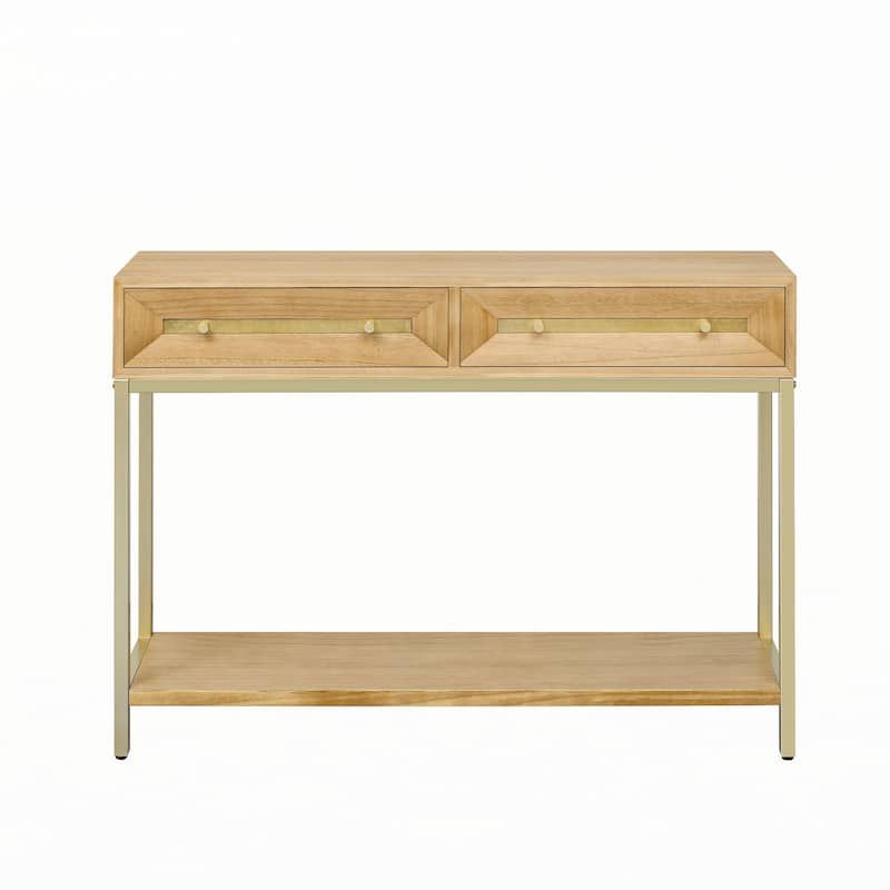 Entryway Console Table with Two Drawers,Natural