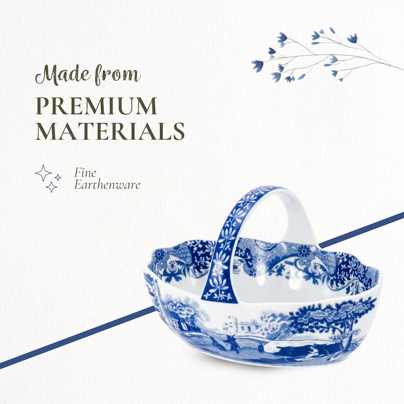 Spode Blue Italian Handled Basket - 6 inch