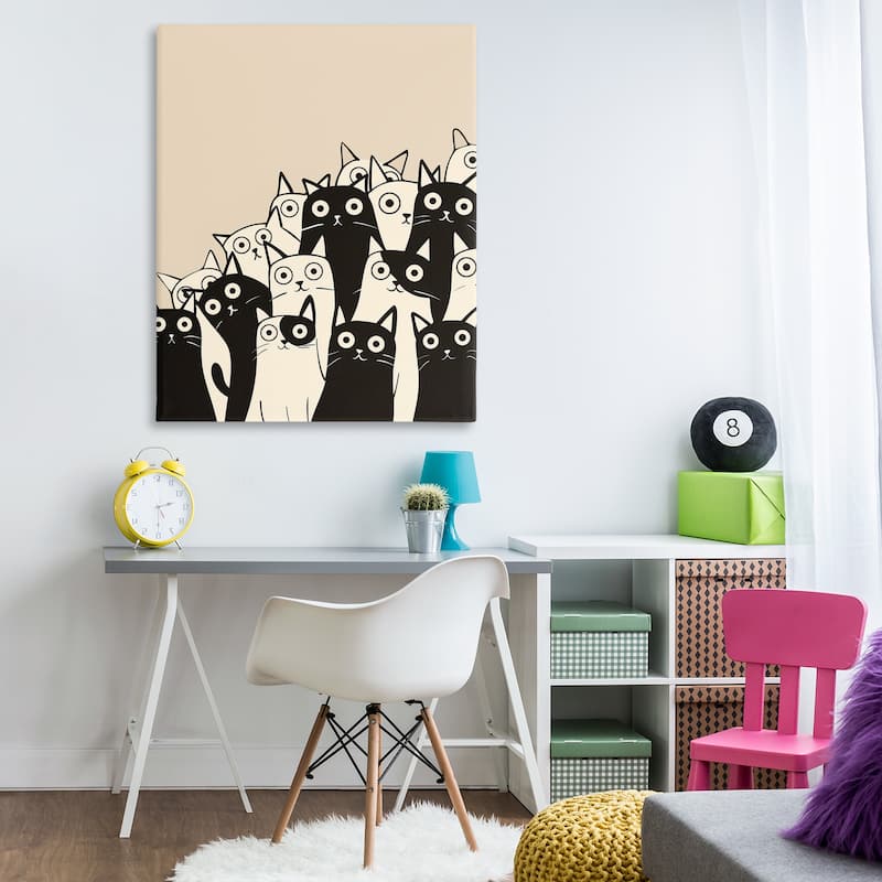 Stupell Fun Modern Black & White Cats Canvas Wall Art Design By Arlington Prints