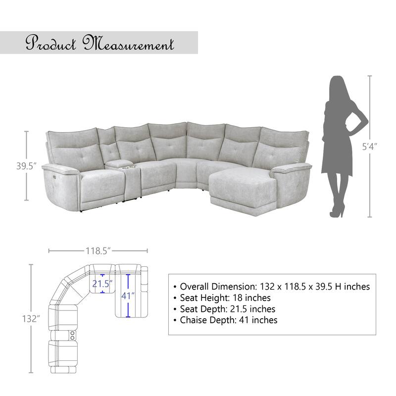 Avenue Power Modular Reclining Sectional Sofa with Right Chaise