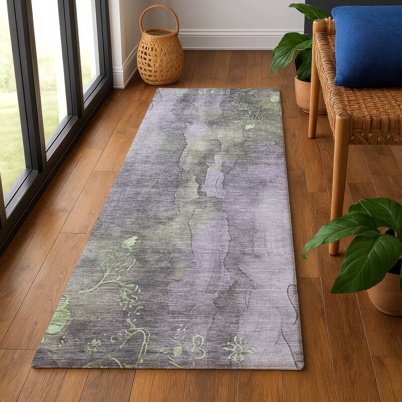Premium Washable Super Soft Abstract Chic Mayfield Rug - Lavender - 2'3" x 7'6"