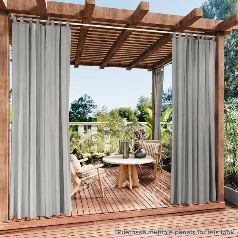 Outdoor Cabana Solid UV Protected Privacy Tab Top Panel - 52"Wx96"L - Grey