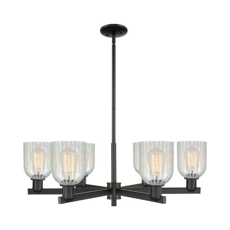 Innovations Lighting Endless Possibilities Arcadia - Caledonia - 6 Light 35" Stem Hung Chandelier with Mouchette Shade - Mouchette/Matte Black