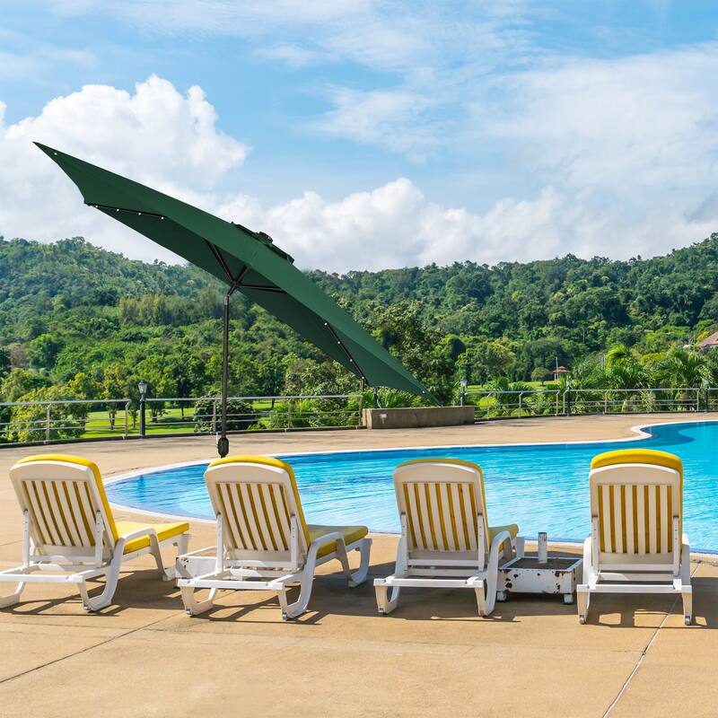 Island Umbrella Nassau 6.5-ft x 10-ft Rectangular Market Umbrella with LED Bulb Lights - Breez-Tex Canopy