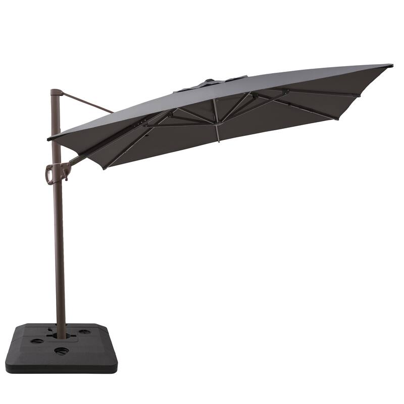 11 x 9 FT Outdoor Aluminum Patio Offset Cantilever Umbrella with Base