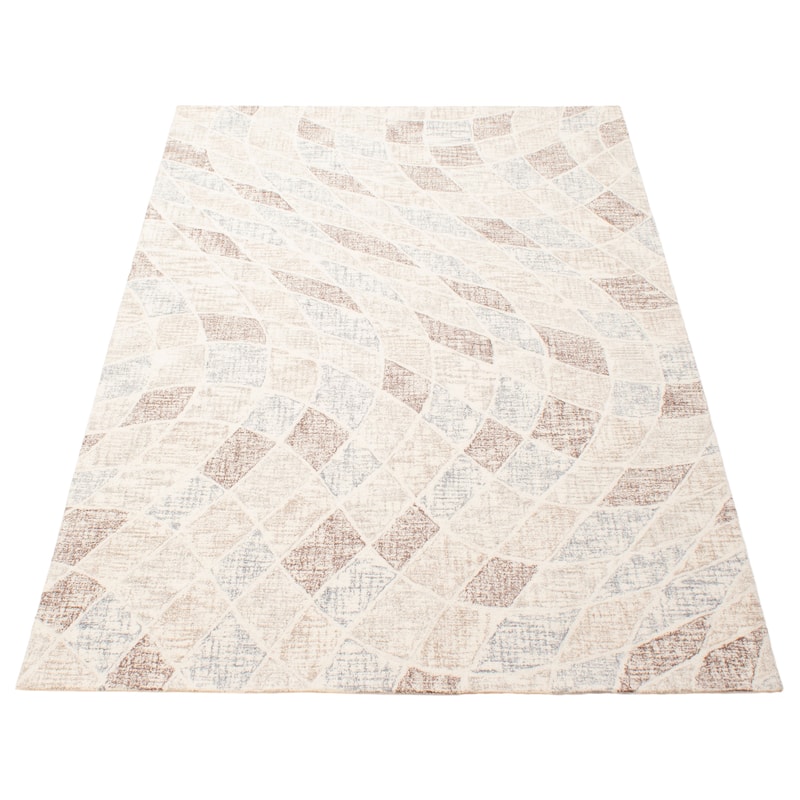ECARPETGALLERY Hand Tufted Timeless Cream Wool Rug - 5'1 x 8'0