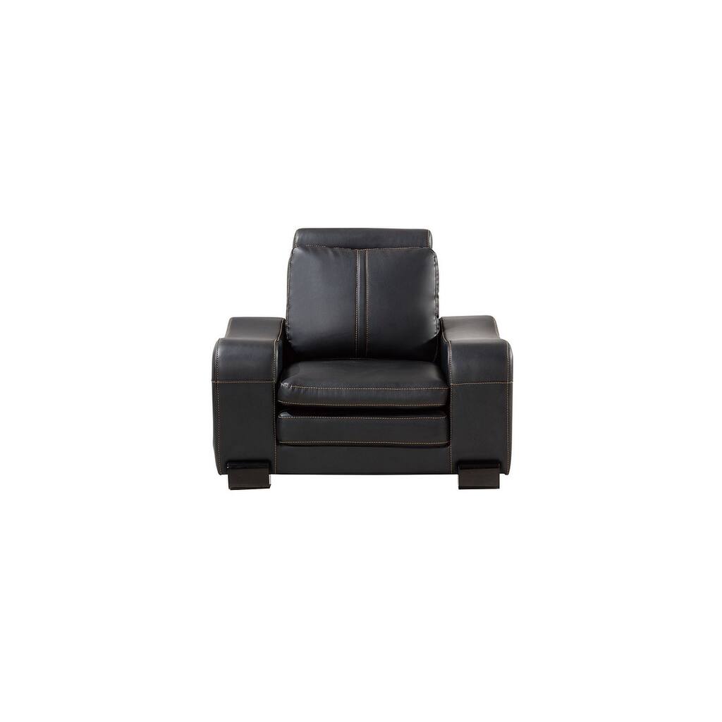 Q-Max 42"W Black/Ivory Faux Leather Accent Chair,The Ottomans are Designed with Wheels