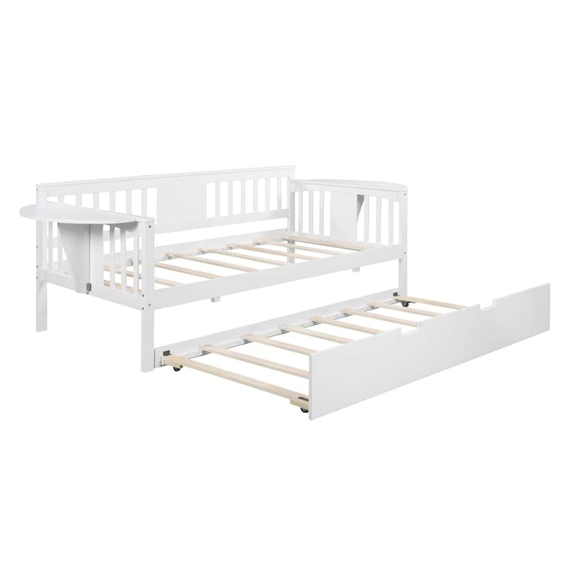 Space-Saving Twin/Full Daybed with Trundle Bed, Wooden Sofa Bed for Home