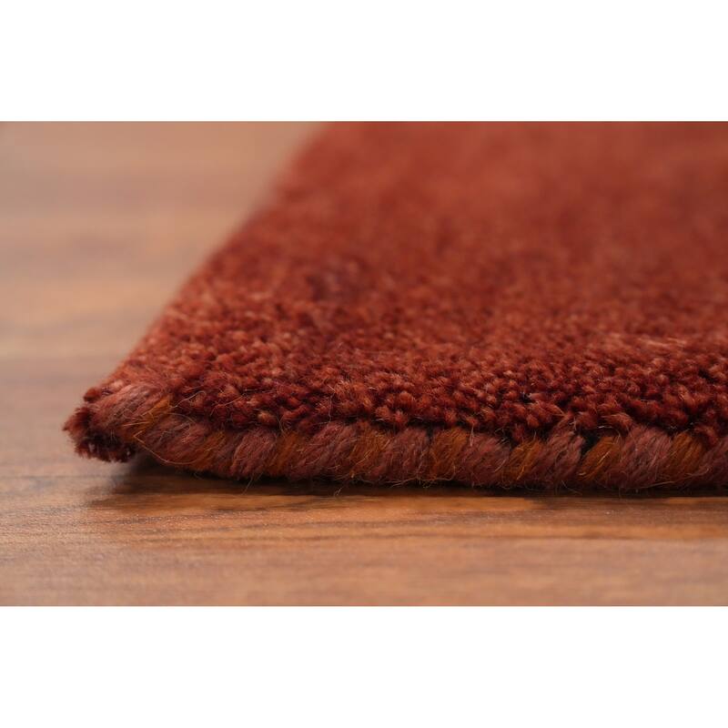 Hand Knotted Oriental 100% Wool Carpet Modern Stripe Oranges & Rust Gabbeh Area Rug - 7' 7'' X 5' 2''