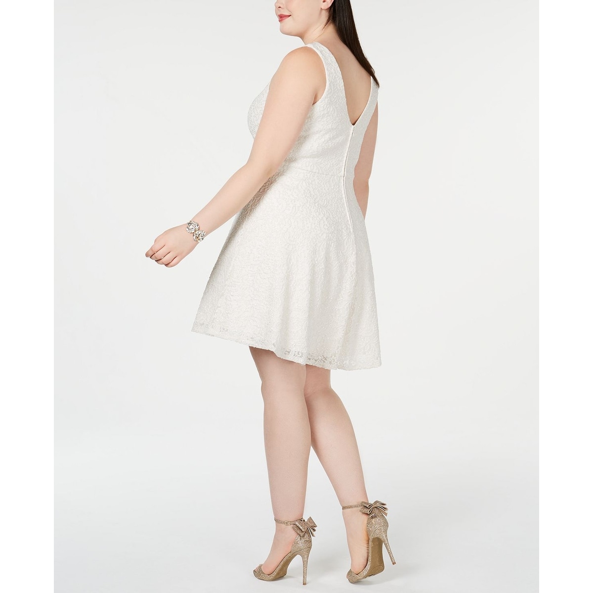 slim fit dress slacks Eternal Grace Sparkle Mini Dress - White main image 1