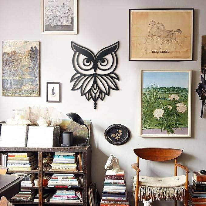 Minerva Owl Metal Wall Art - Greek Goddess Athena Symbol, Home Wall Decor