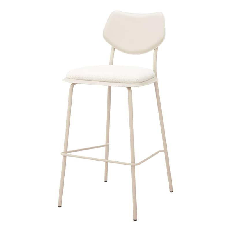 HomeRoots Set of Four 30" Light Gray Fabric Faux Leather and Steel Bar Height Bar Chairs