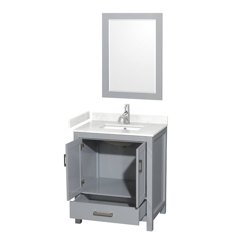 Sheffield Single Bathroom Vanity Set, Cultured Top, 24-Inch Mirror