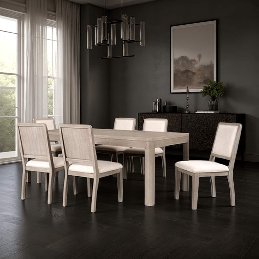 Giva Dining Table, Farmhouse Rectangular Natural Brown Wood 78 Inch