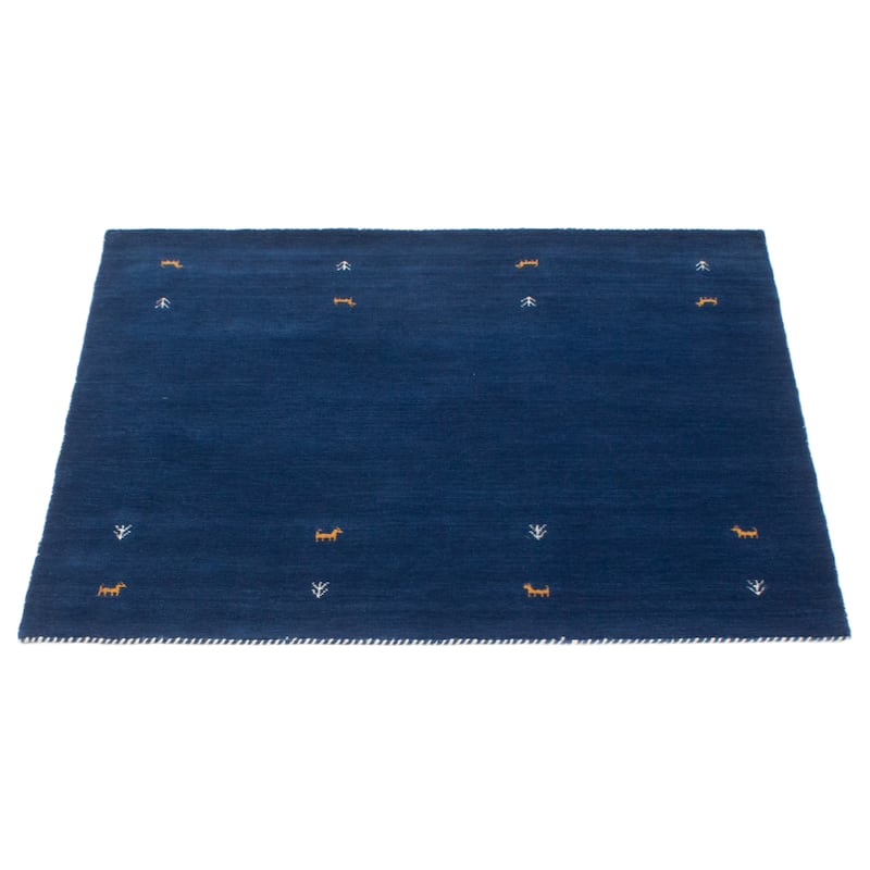 Kashkuli Gabbeh Blue Rug 4'10" x 4'9" - 4'10 x 4'9