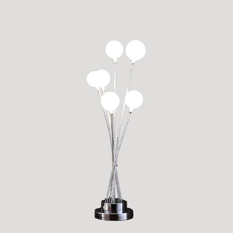 27.5 In. 6-Light Acrylic Globe Metal LED Yellow Gold Table Lamp