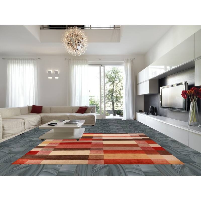 Modern Gabbeh Kashkoli Vegetable Dye Square Rug Handmade Wool Carpet - 10'10"x 11'2"