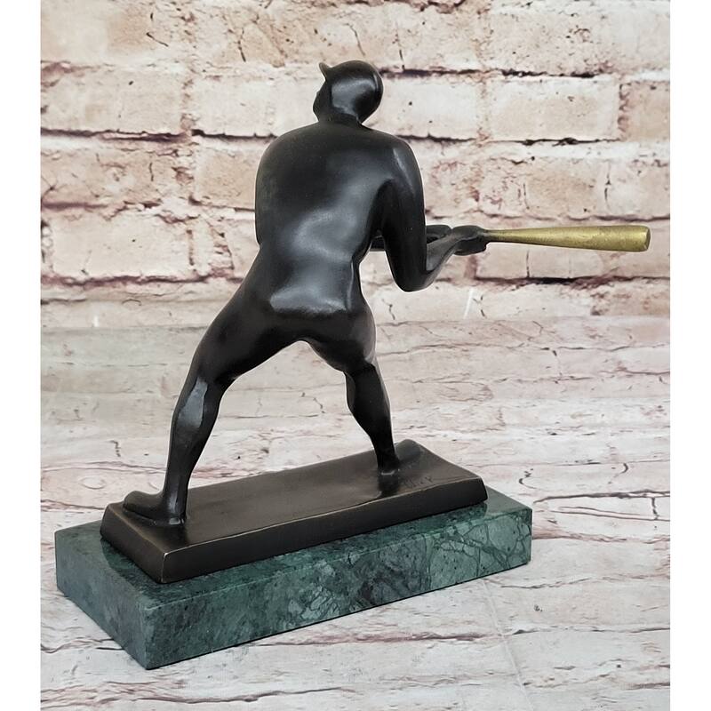 Signed Original Mario Nick Abstract Mid Century Baseball Player Bronze Sculpture