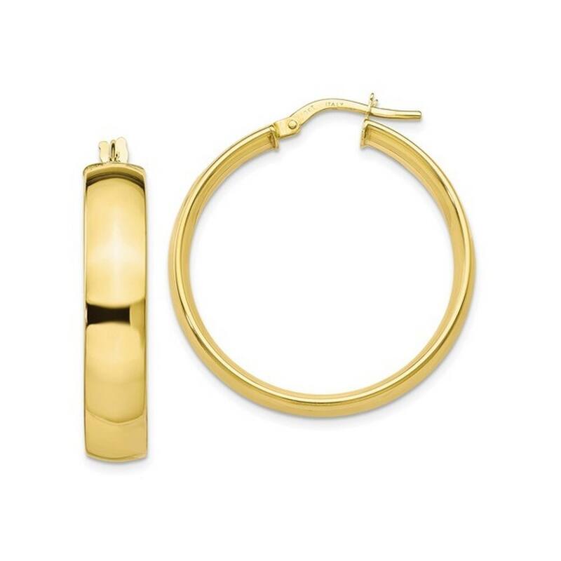 10k Yellow Gold Italian Polished Hoop Earrings