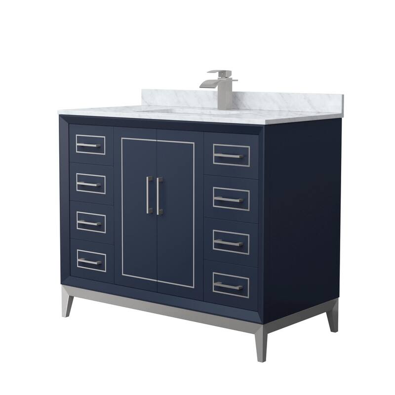 Wyndham Collection WCH515142S-NAT-UNSMXX Marlena 42" Free Standing - Dark Blue / Brushed Nickel Hardware