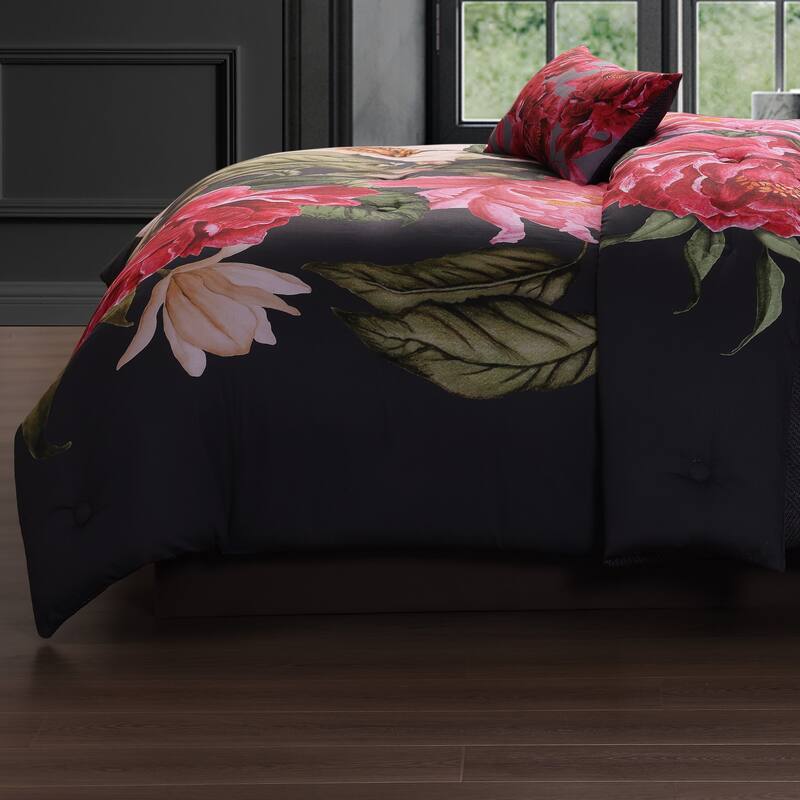 Bebejan Flower Garland 200 Thread Count 100% Cotton Sateen 5 Piece Reversible Comforter Set
