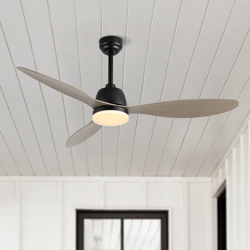 Aldrin 52" 1-Light Industrial Iron/Plastic Mobile-App/Remote-Controlled 6-Speed Propeller LED Ceiling Fan, by JONATHAN Y