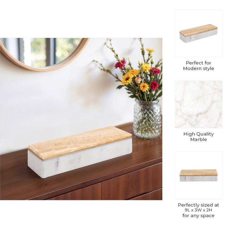 Marble Decorative Storage Box Lidded Keepsakes Jewelry Organizer