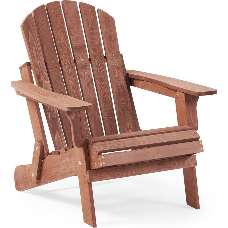 Oversize Wooden Outdoor Folding Adirondack Chair With Pre-Assembled Backrest & Seatboard (Excluding the table)
