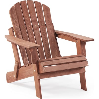 Oversize Wooden Outdoor Folding Adirondack Chair with Pre-Assembled BackRest & SeatBoard, Wood Chair for Garden Backyard Porch