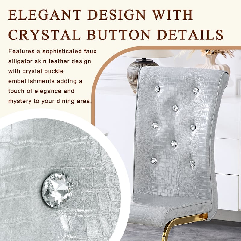 Set of 2 Dining Chair Side Chair Kitchen Chair Leisure Chair Lounge Chair Gray Gold Office Chair Armless Chair