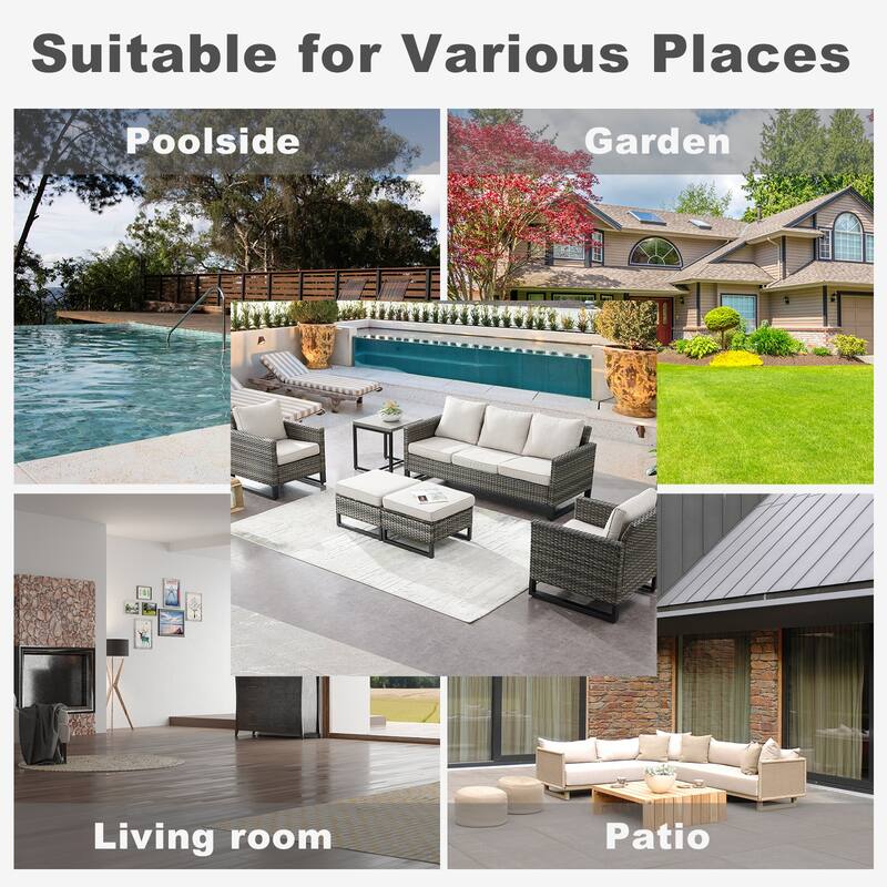 6 Piece 3-Seat Sofa Chair Table Set