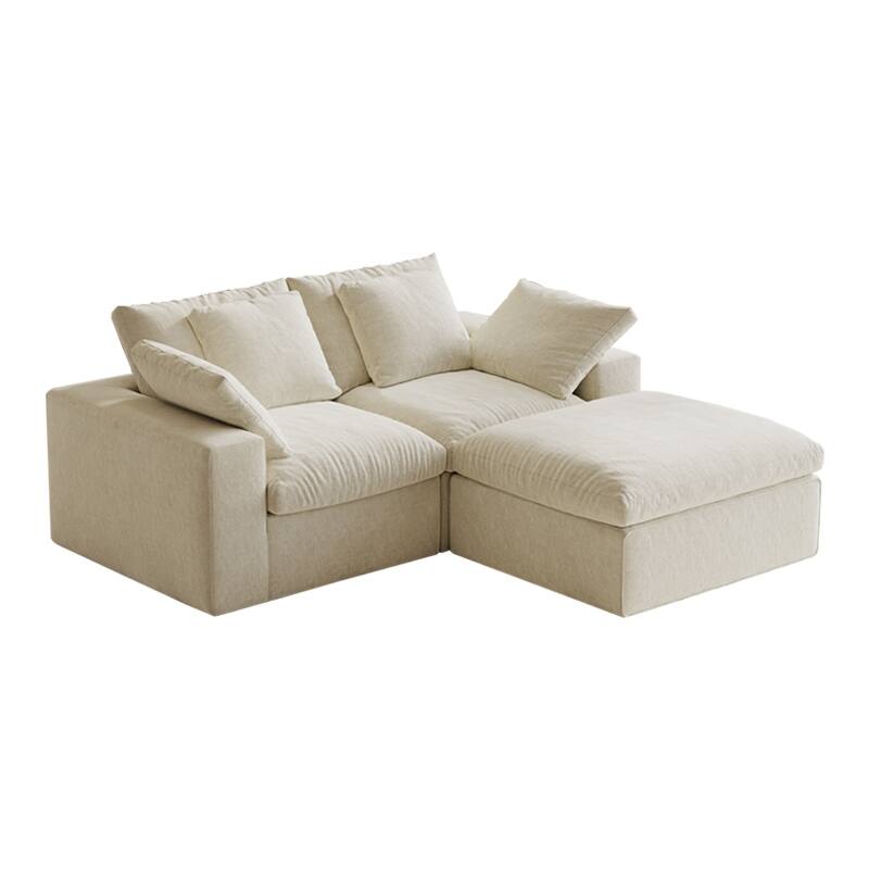 Deep Seat Loveseat Sofa & Ottoman Set, Modular L-shaped Sectional Sofa