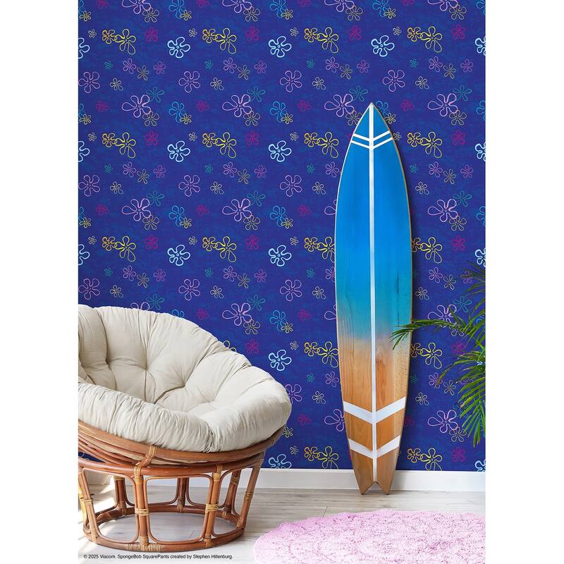 RoomMates SpongeBob SquarePants Floral Blue Peel and Stick Wallpaper - N/A