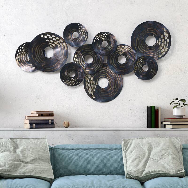 Colorful Hand Painted Etched Metal Wall Sculpture