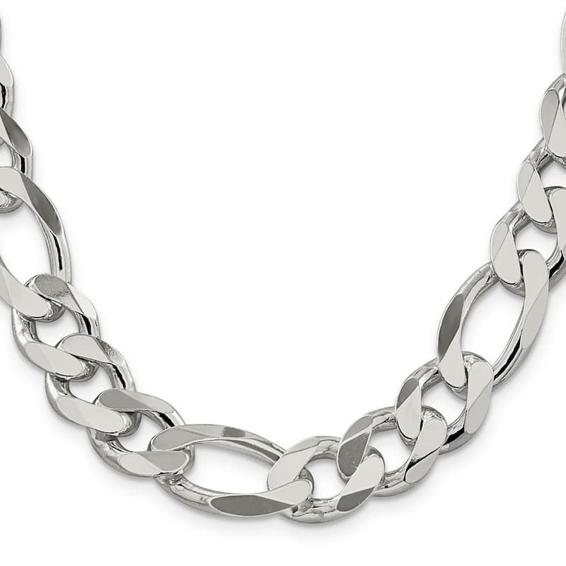 Curata 925 Sterling Silver Solid Polished 12.75mm Figaro Chain Anklet 9 Inch Lobster Claw