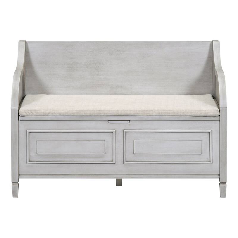 41.9" Rustic Style Solid wood Entryway Multifunctional Storage Bench with Safety Hinge
