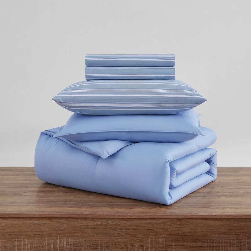 Tommy Hilfiger Hilfiger Core Solid Reversible Blue Comforter Bonus Set