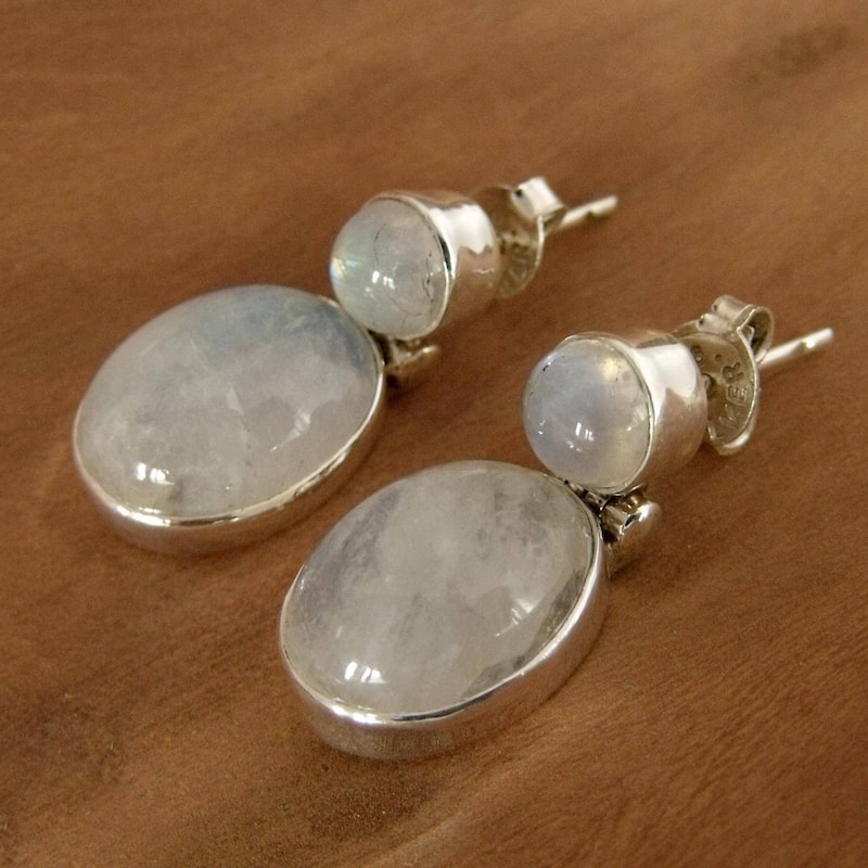 Handmade Sterling Silver Moonlight Delight Dangle Earrings (India)