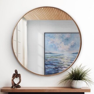 Allan Andrews Round Contemporary Wall Mirror with Vintage Matte Finish - 47"D