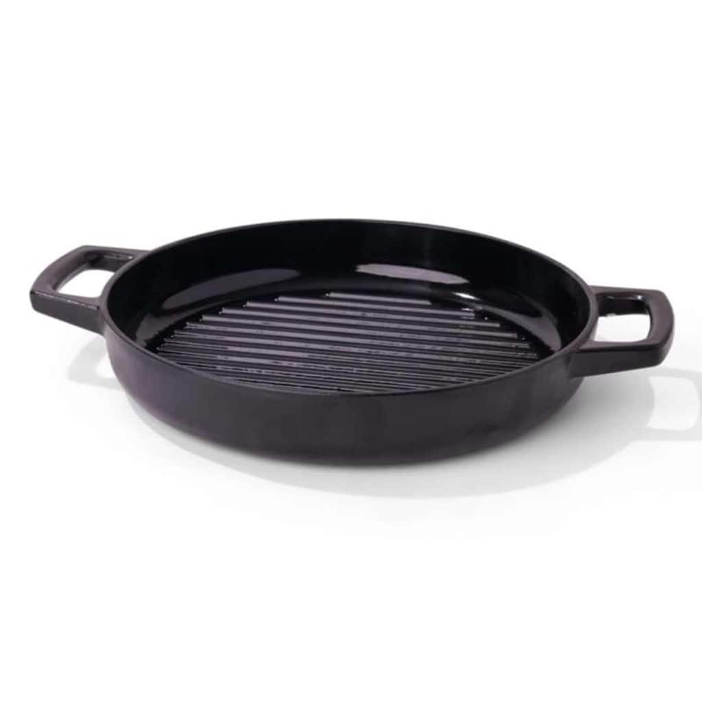Alva Nori 11" Enameled Cast Iron Griddle Pan, Heavy-Duty Grill Pan