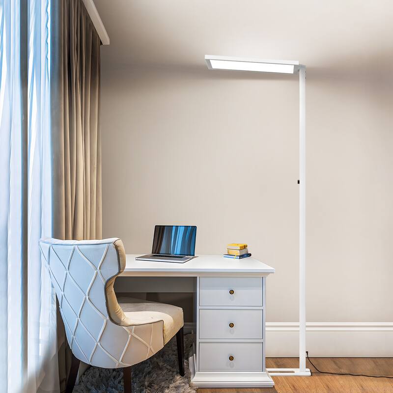 98-In Dimmable LED Reading Floor Lamps 4000K Simple Aluminum Body include LED Bulb-White